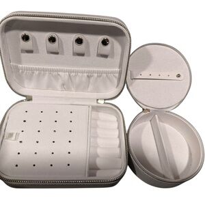 Elegant Off White Jewelry Case Set Travel Earrings Ring
Necklace Bracelet Zipper